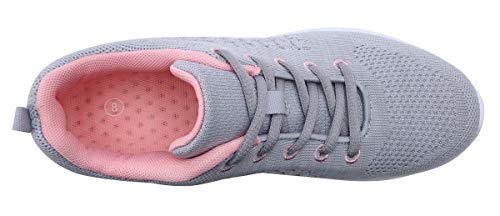 YILAN Women's Fashion Sneakers Breathable Sport Shoes (8.5, New Grey-5)