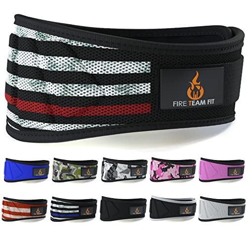 Fire Team Fit Weightlifting Belt, Weight Belt, Weight Lifting Belt for Men and Women, 6 Inch, Back Support for Lifting, Squat and Deadlifting Belt (Red Line, 27" - 32" Around Navel, X-Small)