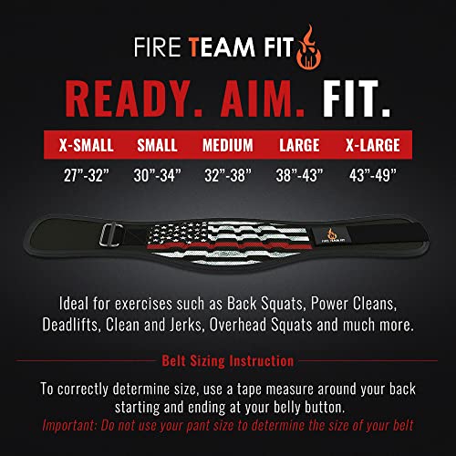 Fire Team Fit Weightlifting Belt, Weight Belt, Weight Lifting Belt for Men and Women, 6 Inch, Back Support for Lifting, Squat and Deadlifting Belt (Red Line, 27" - 32" Around Navel, X-Small)