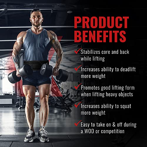 Fire Team Fit Weightlifting Belt, Weight Belt, Weight Lifting Belt for Men and Women, 6 Inch, Back Support for Lifting, Squat and Deadlifting Belt (Red Line, 27" - 32" Around Navel, X-Small)