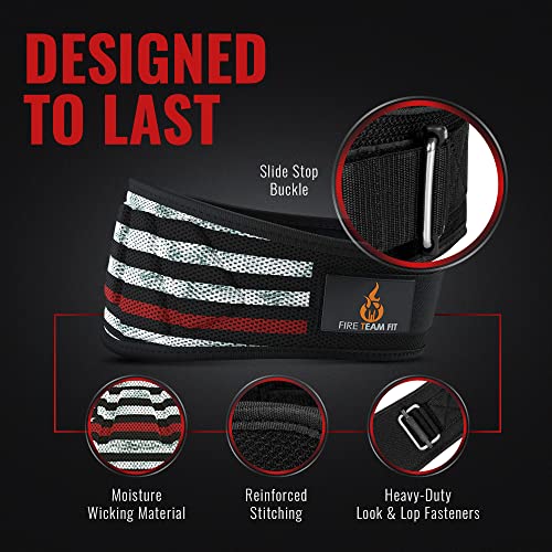 Fire Team Fit Weightlifting Belt, Weight Belt, Weight Lifting Belt for Men and Women, 6 Inch, Back Support for Lifting, Squat and Deadlifting Belt (Red Line, 27" - 32" Around Navel, X-Small)