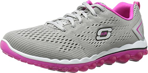 Skechers Sport Women's Skech Air Aim High Fashion Sneaker,Gray Mesh/Pink Trim,9.5 M US