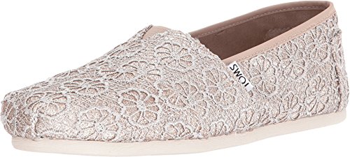 TOMS Women's Classics Rose Gold Crochet Glitter Size 12