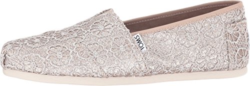 TOMS Women's Classics Rose Gold Crochet Glitter Size 12