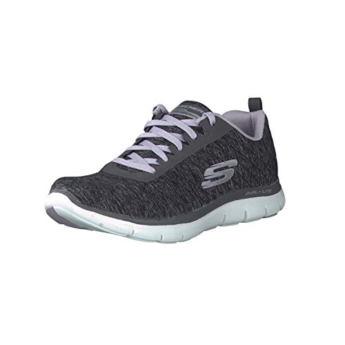 Skechers Women's Flex Appeal 2.0 Trainers, Black (Black/Lavender Bklv), 4.5 UK 37.5 EU 7.5 US