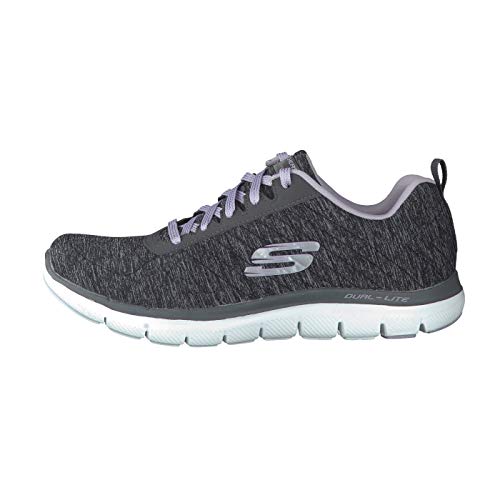 Skechers Women's Flex Appeal 2.0 Trainers, Black (Black/Lavender Bklv), 4.5 UK 37.5 EU 7.5 US