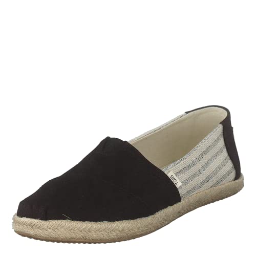 TOMS Women's Black Ivy League Stripes Women's Espadrilles 10013470 (Size: 8)