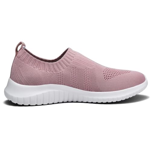 konhill Women's Walking Tennis Shoes - Lightweight Athletic Casual Gym Slip on Sneakers 5 US Mauve