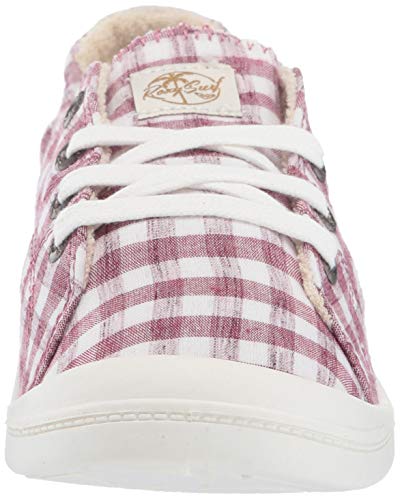 Roxy Women's Bayshore Slip On Sneaker Shoe, Gingham Raspberry, 5 Medium US
