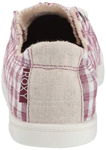 Roxy Women's Bayshore Slip On Sneaker Shoe, Gingham Raspberry, 5 Medium US