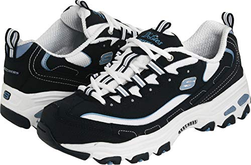 Skechers Sport Women's D'Lites Lace-Up Sneaker, Navy, 8 M US