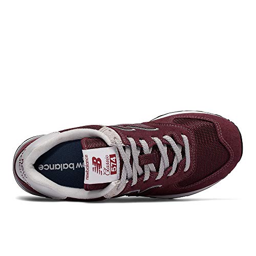 New Balance Women's 574 V2 Evergreen Sneaker, Burgundy/White, 5