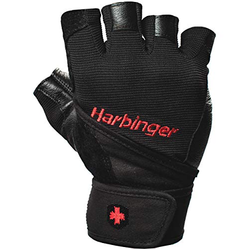 Harbinger Pro Wristwrap Weightlifting Gloves - XL, Black