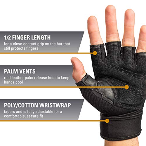 Harbinger Pro Wristwrap Weightlifting Gloves - XL, Black