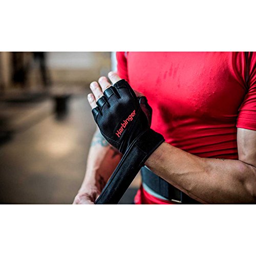 Harbinger Pro Wristwrap Weightlifting Gloves - XL, Black