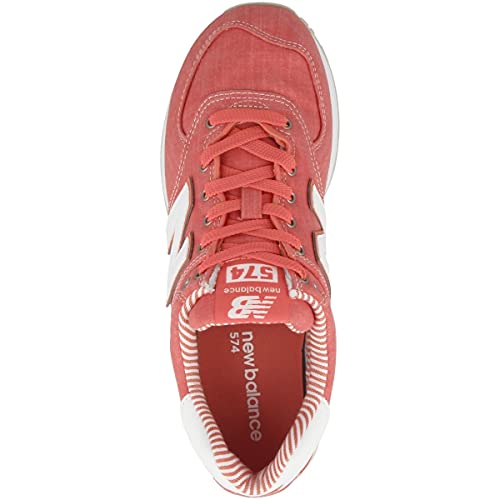 New Balance Women's 574 V2 Beach Chambray Sneaker, Spiced Coral/White, 8.5 W US