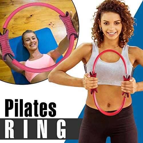 Yes4All Soft Weighted Toning Ball - 2 lb Pair Sand Ball and Magic Circle Pilates Ring - Pilates Resistance Ring (Blue)