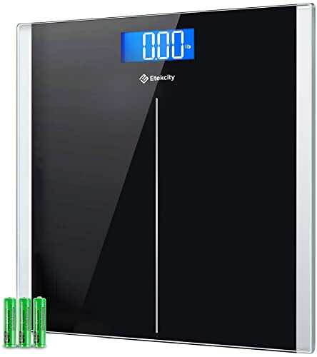 Etekcity Digital Body Weight Bathroom Scale With Step-On Technology, 400 Lb, Body Tape Measure Included, Elegant Black