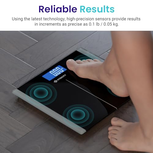 Etekcity Digital Body Weight Bathroom Scale With Step-On Technology, 400 Lb, Body Tape Measure Included, Elegant Black