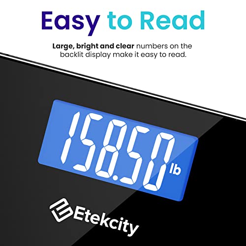 Etekcity Digital Body Weight Bathroom Scale With Step-On Technology, 400 Lb, Body Tape Measure Included, Elegant Black