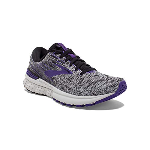 Brooks Womens Adrenaline GTS 19 Running Shoe - Black/Purple/Grey - B - 10.5