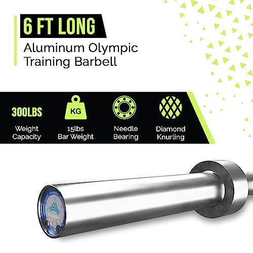 RAGE Fitness Olympic Training Barbell, 15 lb, For Weightlifting and Power Lifting