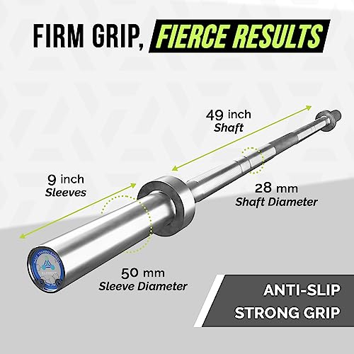 RAGE Fitness Olympic Training Barbell, 15 lb, For Weightlifting and Power Lifting