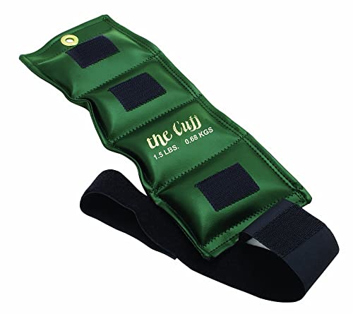 The Cuff Original Adjustable Ankle and Wrist Weight for Training, Dance, Running, Cardio, Aerobics, Toning, and Physical Therapy for Men and Women, 1.5 lb, Olive