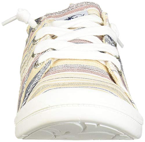 Roxy Women's Bayshore Slip on Sneaker Shoe, White Striped 20, 8