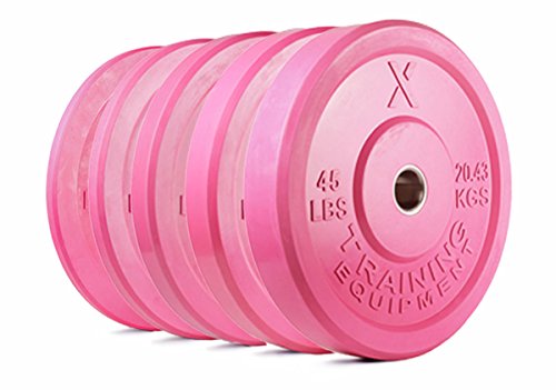 Premium Pink Olympic Bumper Plate Solid Rubber with Steel Insert - Great for Crossfit Workouts (260lb Set)