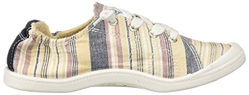Roxy Women's Bayshore Slip on Sneaker Shoe, White Striped 20, 8