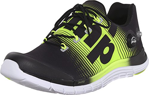 Reebok Men's Zpump Fusion Running Shoe, Black/Solar Yellow/White, 12 M US