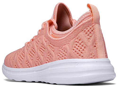 Joomra Women Gym Shoes Comfortable Running Walking Standing Sports for Ladies Lightweight Sport Fashion Vacation Tennis Sneakers Pink Size 7