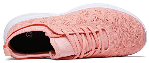 Joomra Women Gym Shoes Comfortable Running Walking Standing Sports for Ladies Lightweight Sport Fashion Vacation Tennis Sneakers Pink Size 7