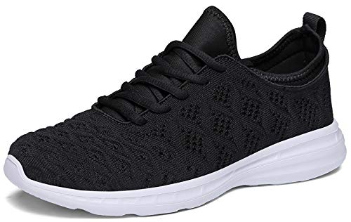 Joomra Women Stylish Shoes Black Breathable Gym Jogging Walking Athletic Fashion Tennis Sneakers Size 9