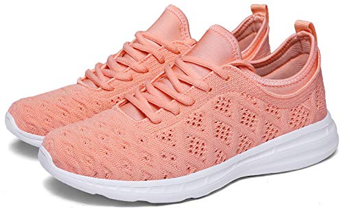 Joomra Women Gym Shoes Comfortable Running Walking Standing Sports for Ladies Lightweight Sport Fashion Vacation Tennis Sneakers Pink Size 7