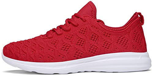 Joomra Women Walking Shoes Lightweight for Gym Jogging Running Street Workout Comfortable Sport Fashion Cute Athletic Sneakers Red Size 11