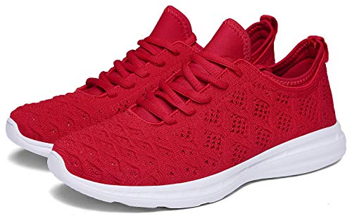 Joomra Women Walking Shoes Lightweight for Gym Jogging Running Street Workout Comfortable Sport Fashion Cute Athletic Sneakers Red Size 11