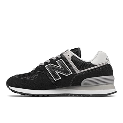 New Balance mens 574 V2 Evergreen Sneaker, Black/White, 6.5 Wide US