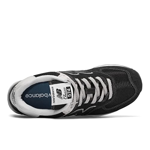 New Balance mens 574 V2 Evergreen Sneaker, Black/White, 6.5 Wide US
