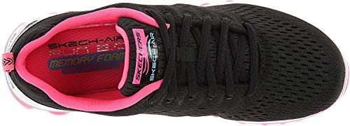 Skechers Sport Women's Skech Air Aim High Fashion Sneaker,Black Mesh/Hot Pink Trim,8.5 M US