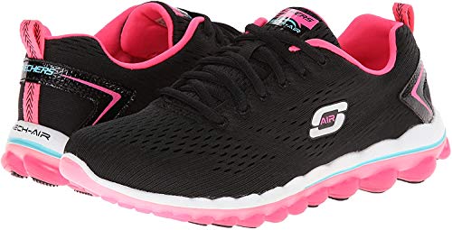 Skechers Sport Women's Skech Air Aim High Fashion Sneaker,Black Mesh/Hot Pink Trim,9.5 M US