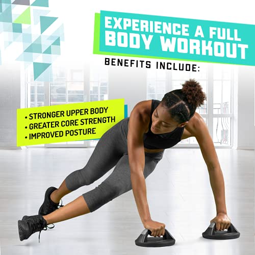 Elite Sportz Push Up Bars - The Smooth Rotation Makes a Pushup on The Hands, Meaning You Will Feel Less Wrist Pain Than When Doing Normal Pushups. Very Sturdy and Won't Slide Around