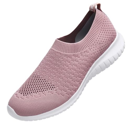 konhill Women's Walking Tennis Shoes - Lightweight Athletic Casual Gym Slip on Sneakers 6.5 US Mauve