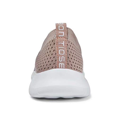 konhill Women's Walking Tennis Shoes - Lightweight Athletic Casual Gym Slip on Sneakers 8.5 US Apricot