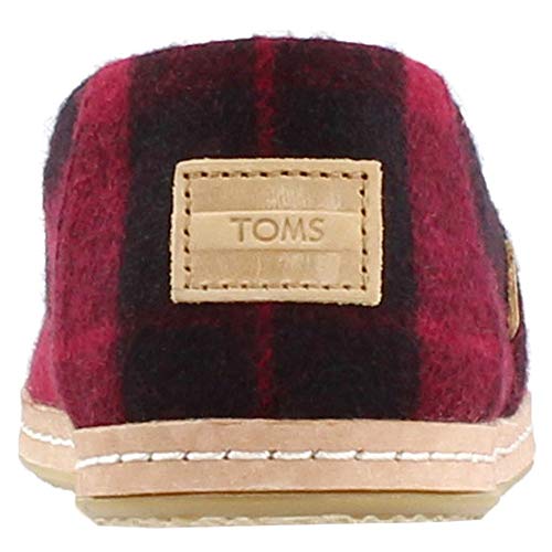 TOMS womens Alpargata flats shoes, Red Felt Plaid, 9 US