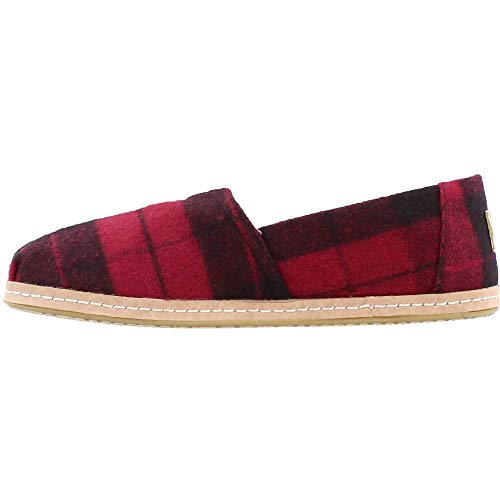 TOMS womens Alpargata flats shoes, Red Felt Plaid, 9 US