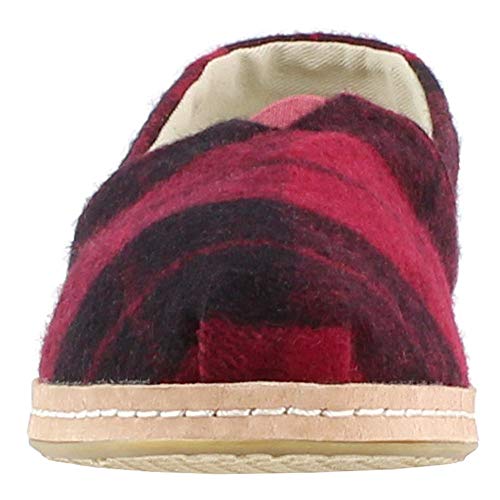 TOMS womens Alpargata flats shoes, Red Felt Plaid, 9 US