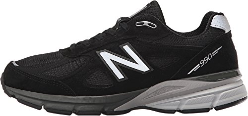 New Balance Men's Made 990 V4 Sneaker, Black/Silver, 7.5 XW US