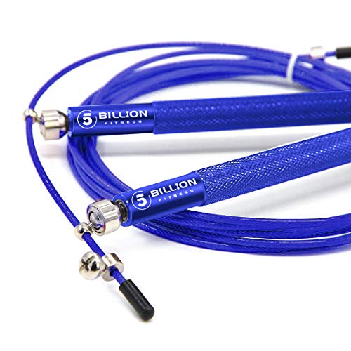 5BILLION Speed Jump Rope - 360° Swivel Ball Bearing - Adjustable - Workout for Double Unders, Exercise, WOD, Outdoor, MMA & Boxing Training (blue)